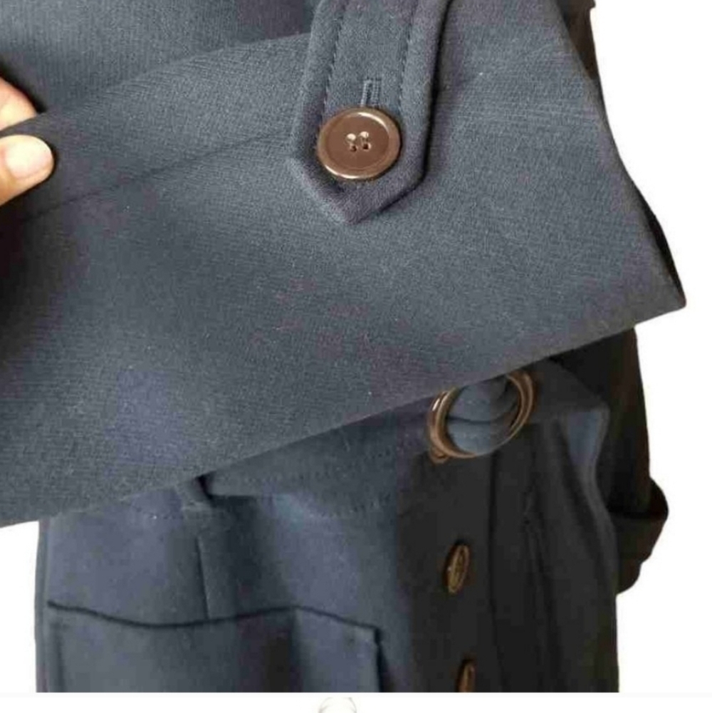 LOFT Dark Slate Blue Pea Coat with belted waist size 6 P - Picture 3 of 7